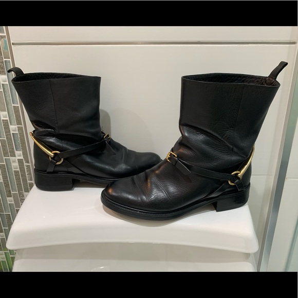 GUCCI Black Leather Horsebit Ankle Boots size 40 - Picture 4 of 14